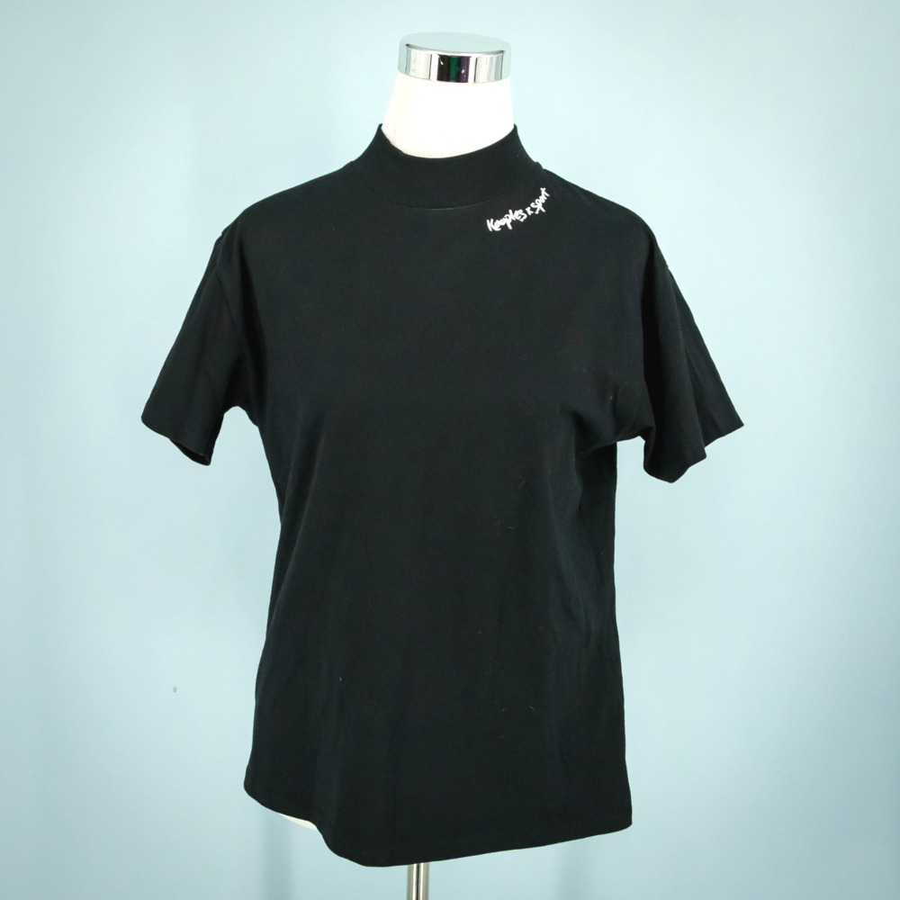 The Kooples Sport 2 Size Small S Black Mock Short Sleeve Organic Cotton Top